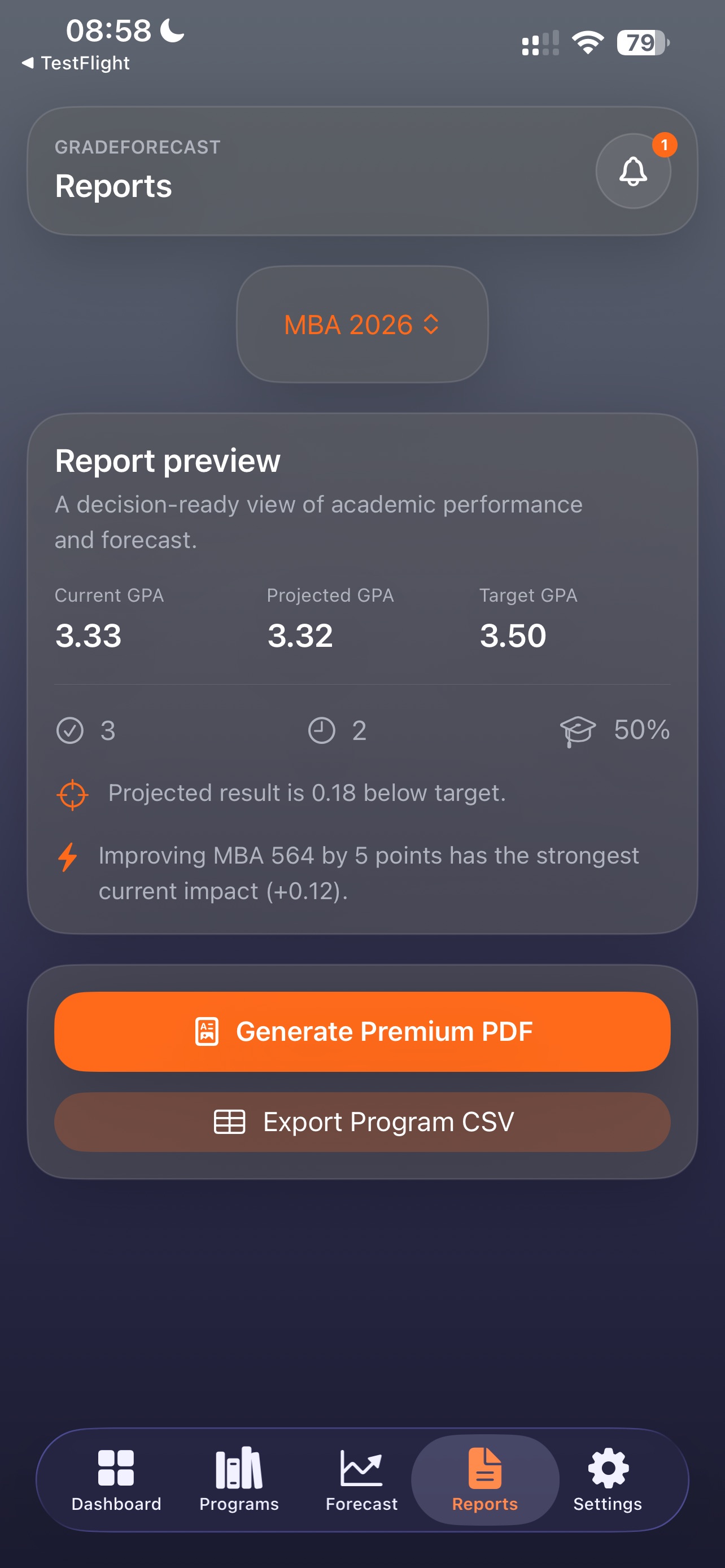 Screenshot 7 of GradeForecast