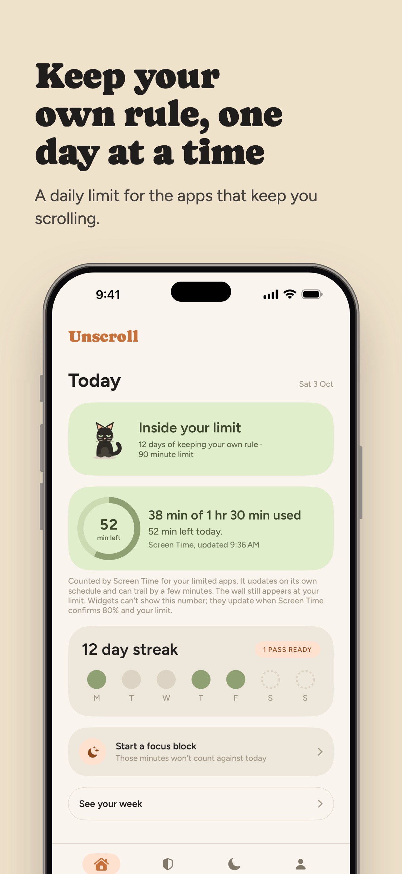Screenshot 1 of Unscroll: Break Scroll Habits
