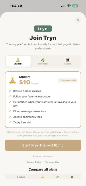 Tryn: Yoga & Pilates Network screenshot 2
