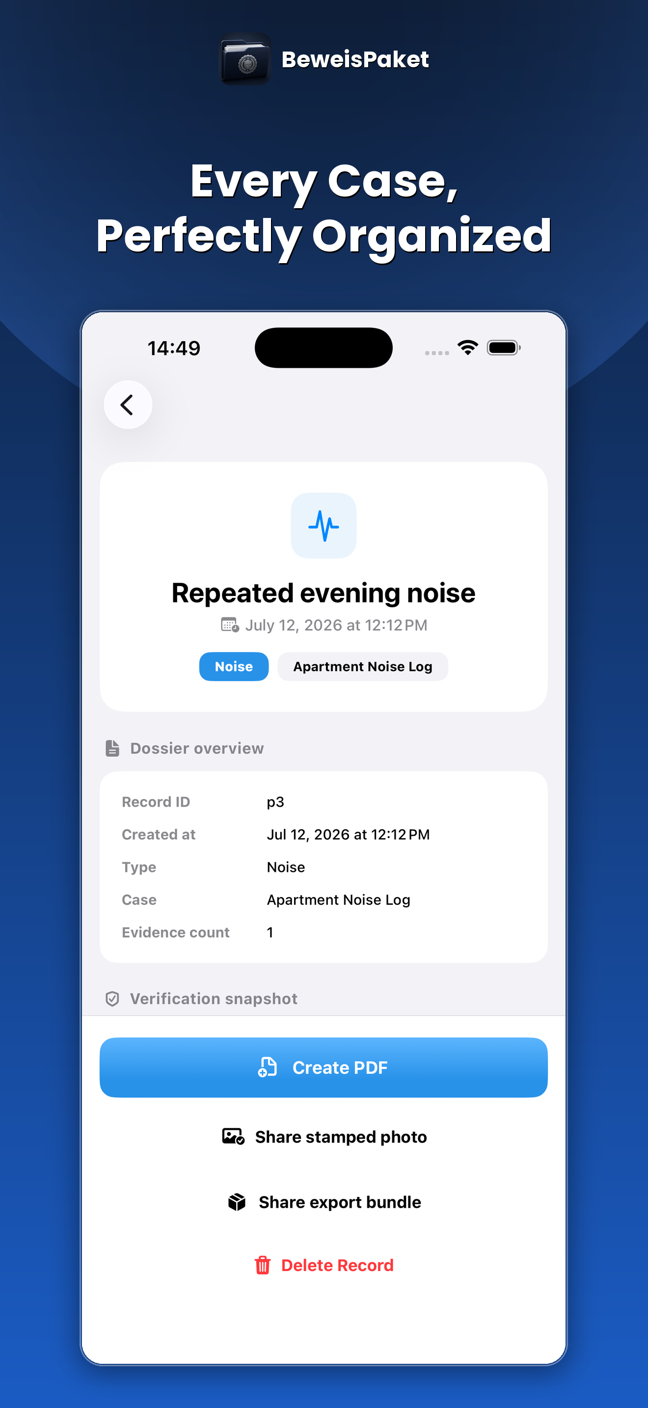 BeweisPaket – Evidence Log screenshot 7