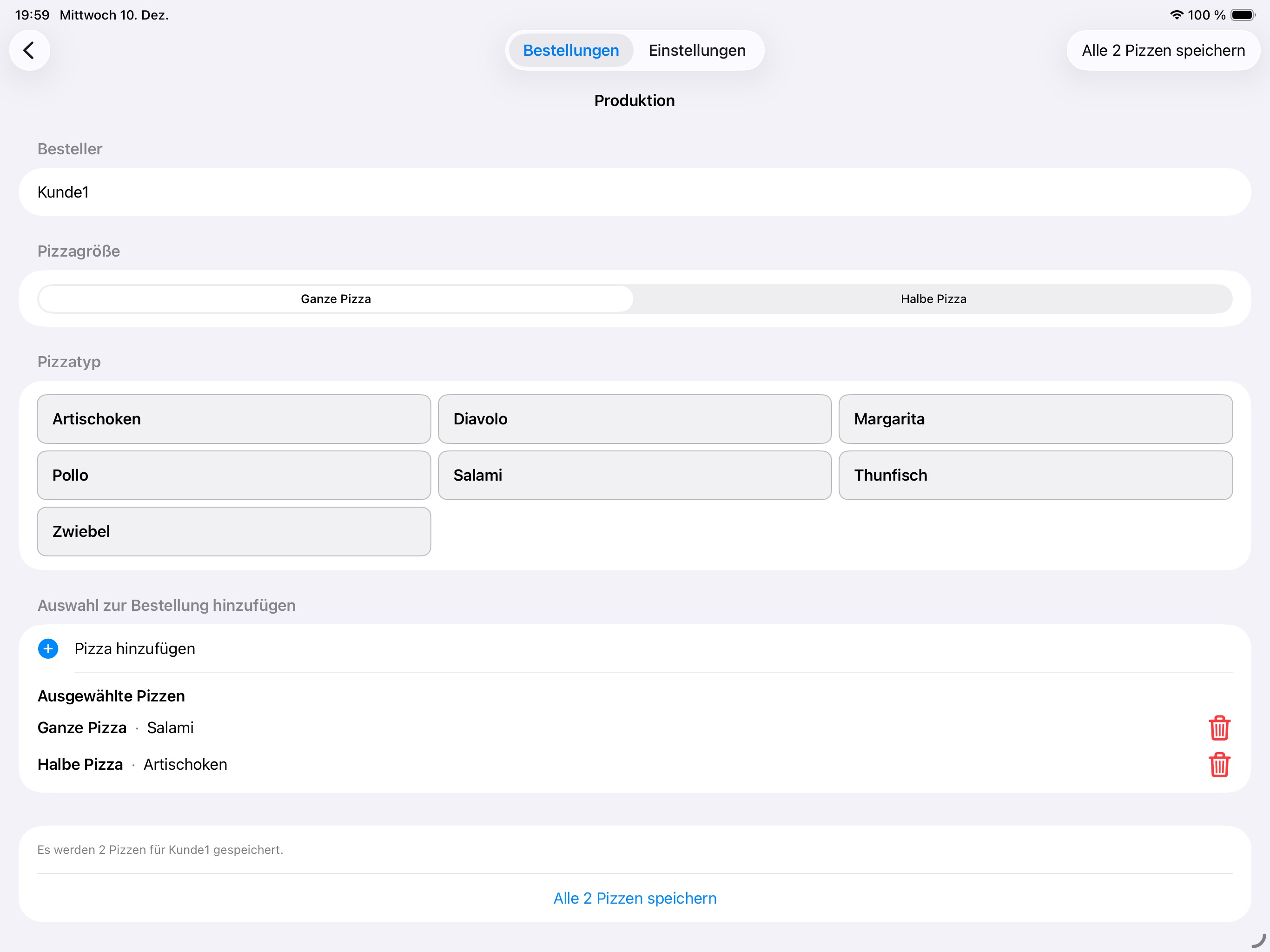 Pizza Order Helper Screenshot