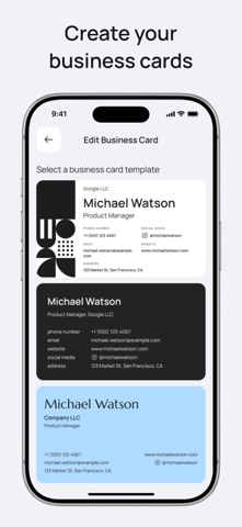 Digital Business Cards manager screenshot