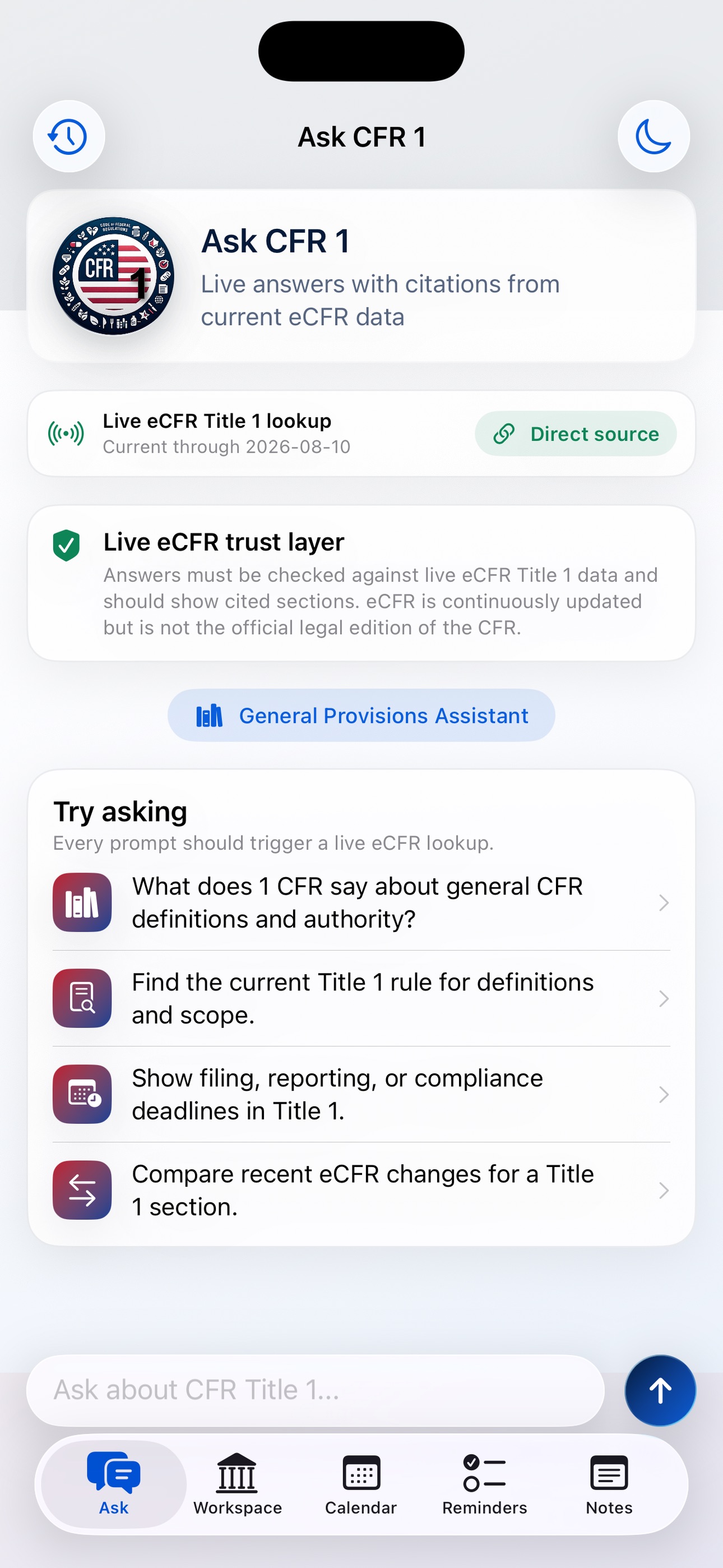 Screenshot 1 of CFR AI - Title 1