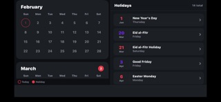 Calendar NG iPhone screenshot