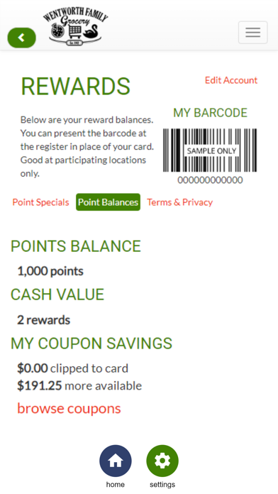 Wentworth Family Grocery iPhone screenshot 3 - Business app