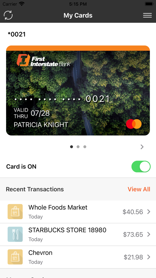#1. First Interstate Debit Manager (iOS) 由: First Interstate Bank