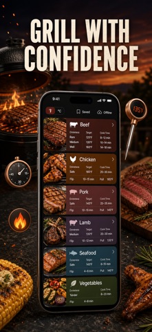 Grill Timer: BBQ Meat Temp iPhone screenshot