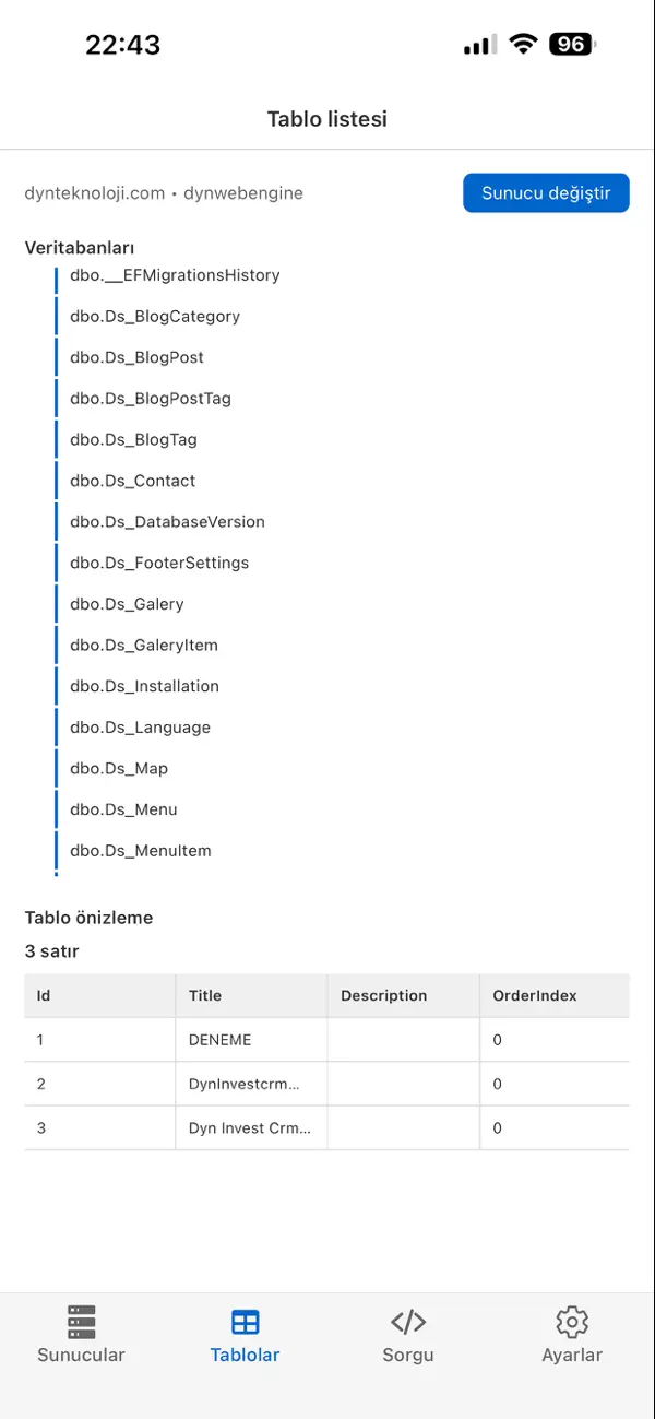 #5. Dyn SqlServer (iOS) Oleh: Turgay ACAR