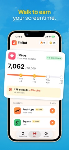 FitRot - Earn Your Screen Time iPhone screenshot