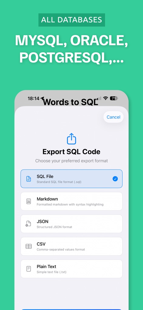 Words to SQL Script Generator - Developer Tools App | MWM