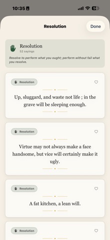 Franklin's Almanack iPhone screenshot