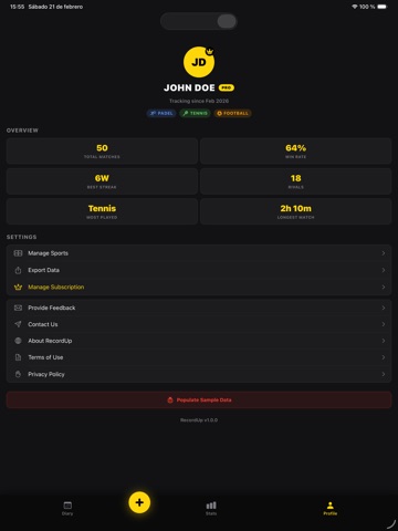 RecordUp: Match Tracker iPad screenshot