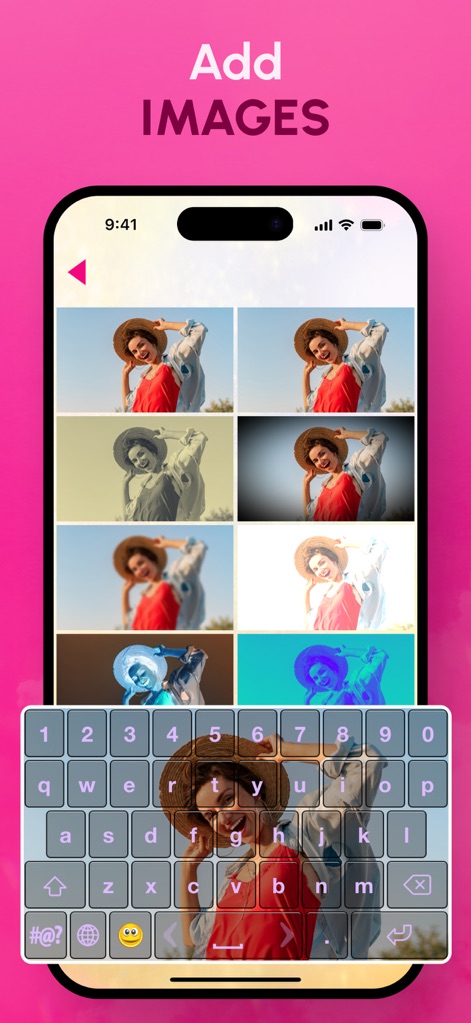 Photo Keyboard Theme Changer - Users can easily integrate personal images as keyboard backgrounds and apply diverse filters to perfect their chosen photo.
