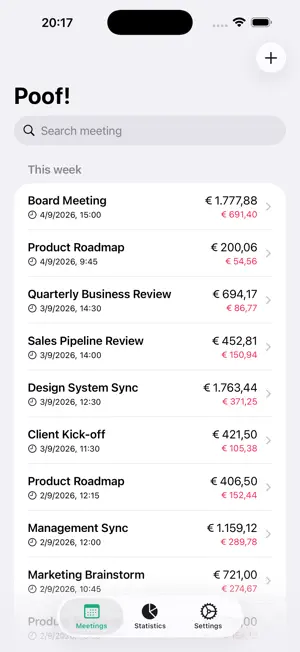 Poof! - The Meeting Calculator screenshot 1