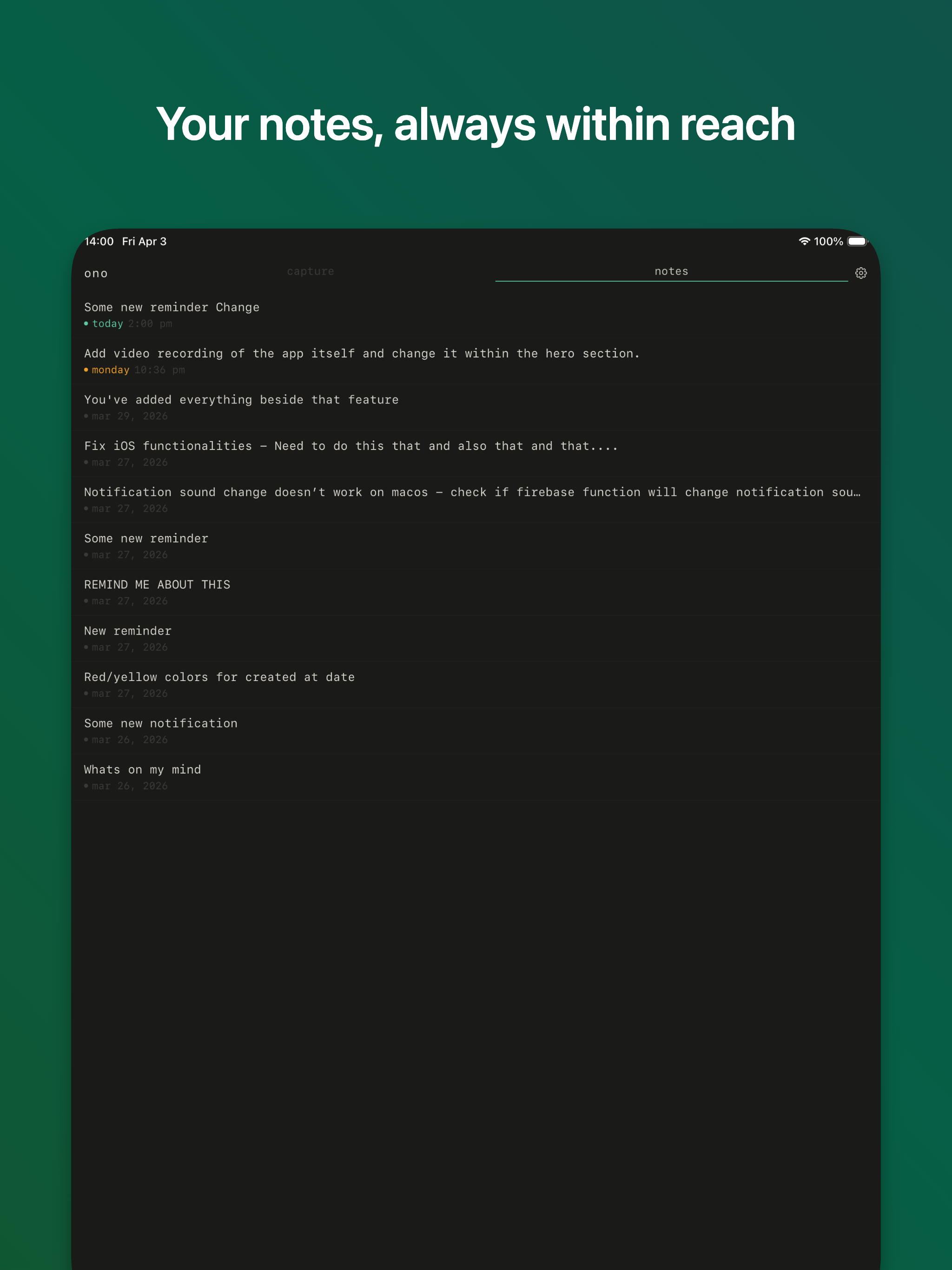 Ono - Quick Notes