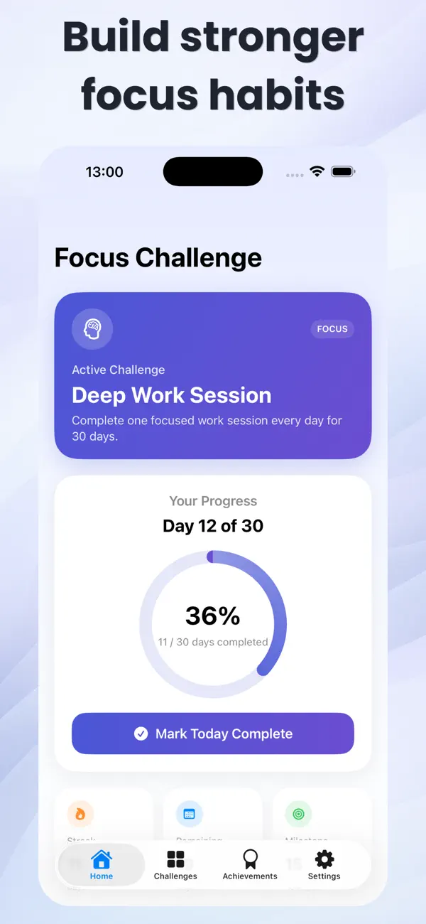 Screenshot #1 pour 30 Day Focus Challenge