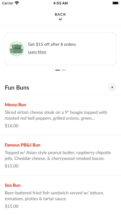 FUN BUNS: Burger + Philly Co. iPhone screenshot 3 - Food & Drink app