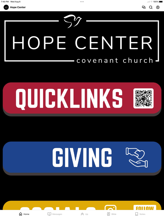 Hope Center Covenant Church iPad screenshot 1 - Education app