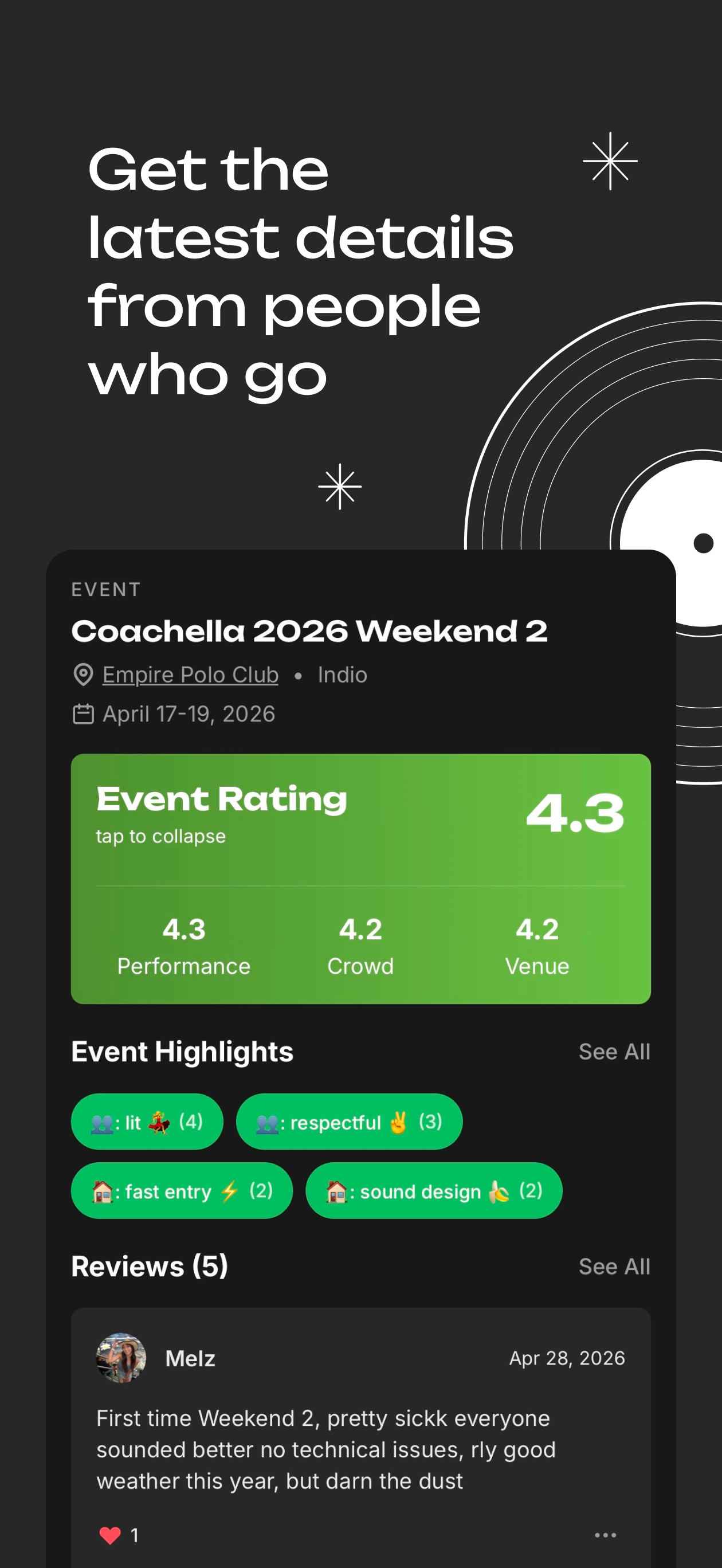 Tracklist: Live music ratings