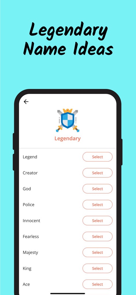 Nickname Fire: Nickfinder App - Examine how the app provides curated lists of themed name suggestions, such as 'Legendary' ideas, allowing users to easily select and adopt fitting usernames.