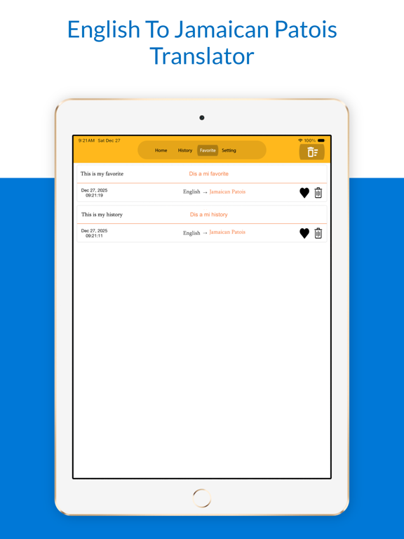 English Jamaican Patois Trans iPad screenshot