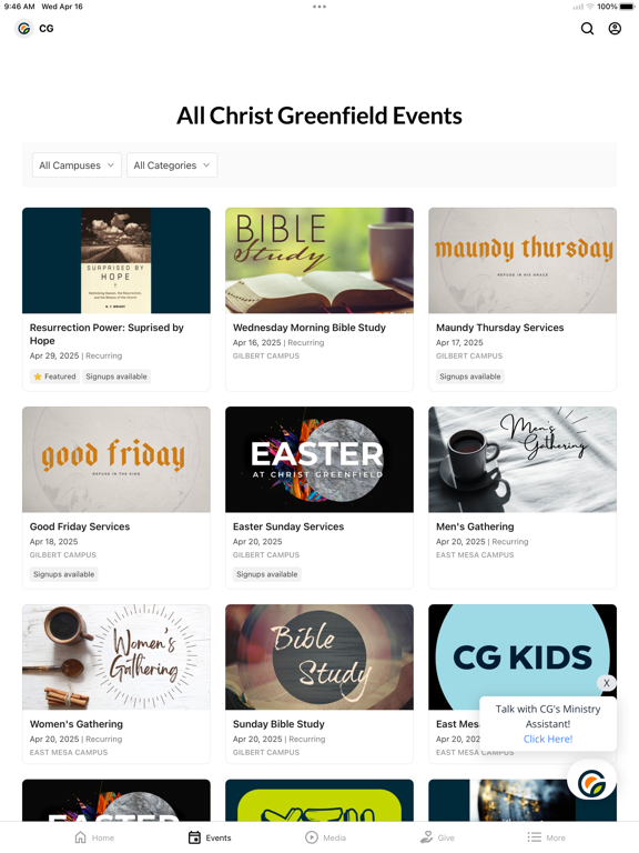 Christ Greenfield iPad screenshot 2 - Education app