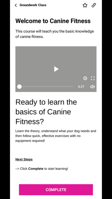 Canine Fitness App Screenshot