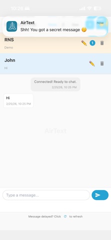 AirText - Private Chat iPhone screenshot