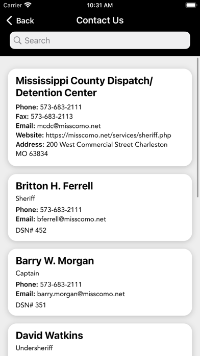 Mississippi County Sheriff, MO Screenshot