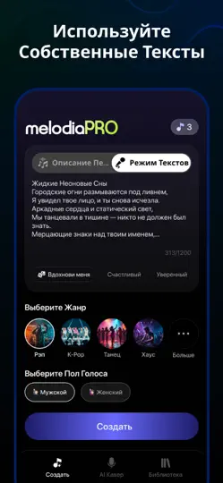 Скриншот Melodia - Музыка с ИИ на iPhone 6
