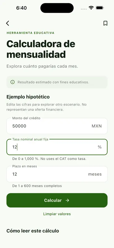Préstamos de dinero - Calc App screenshot 3 of 7