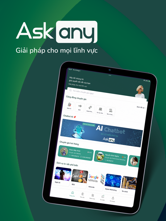 Askany - Tư vấn, hỏi đáp iPad screenshot 1 - Business app