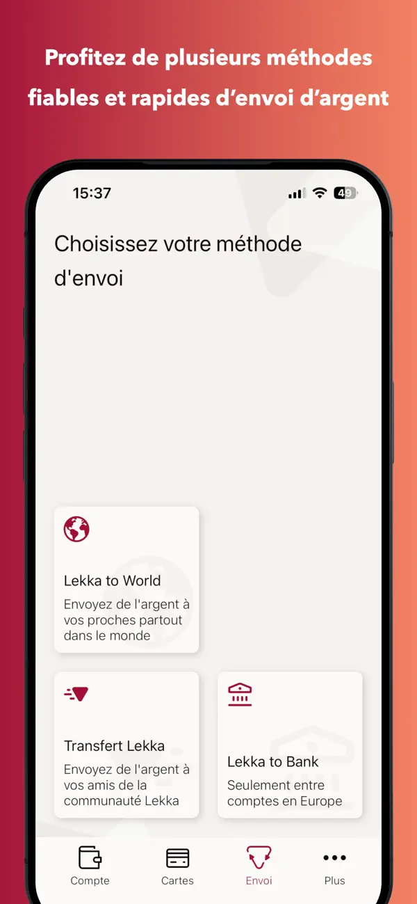 Screenshot #2 pour Lekka, compte & envoi d'argent
