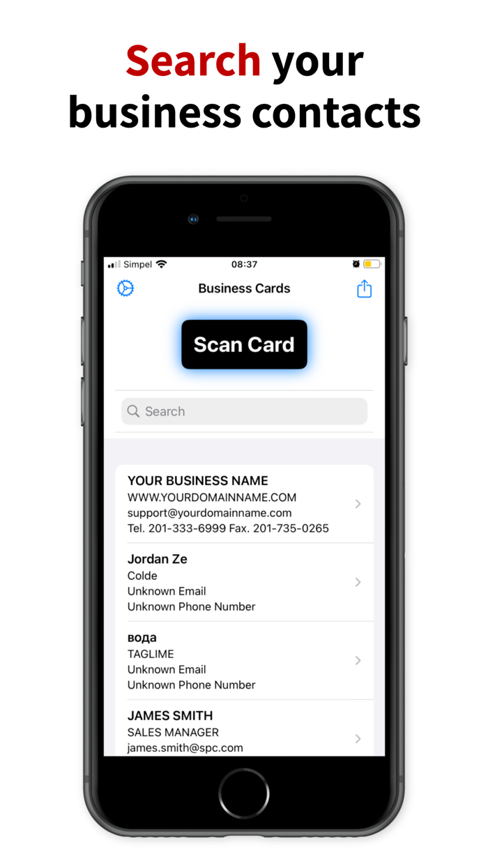 Business Card Organizer  Scan