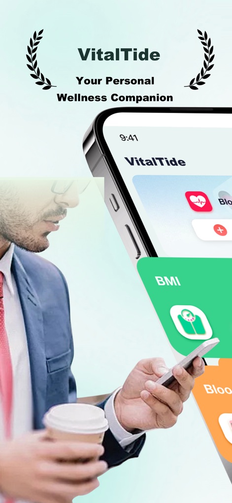 VitalTide - This tool provides users with an intuitive starting point, clearly showcasing modules like "BMI" and direct access to essential "Blood" tracking functionalities.
