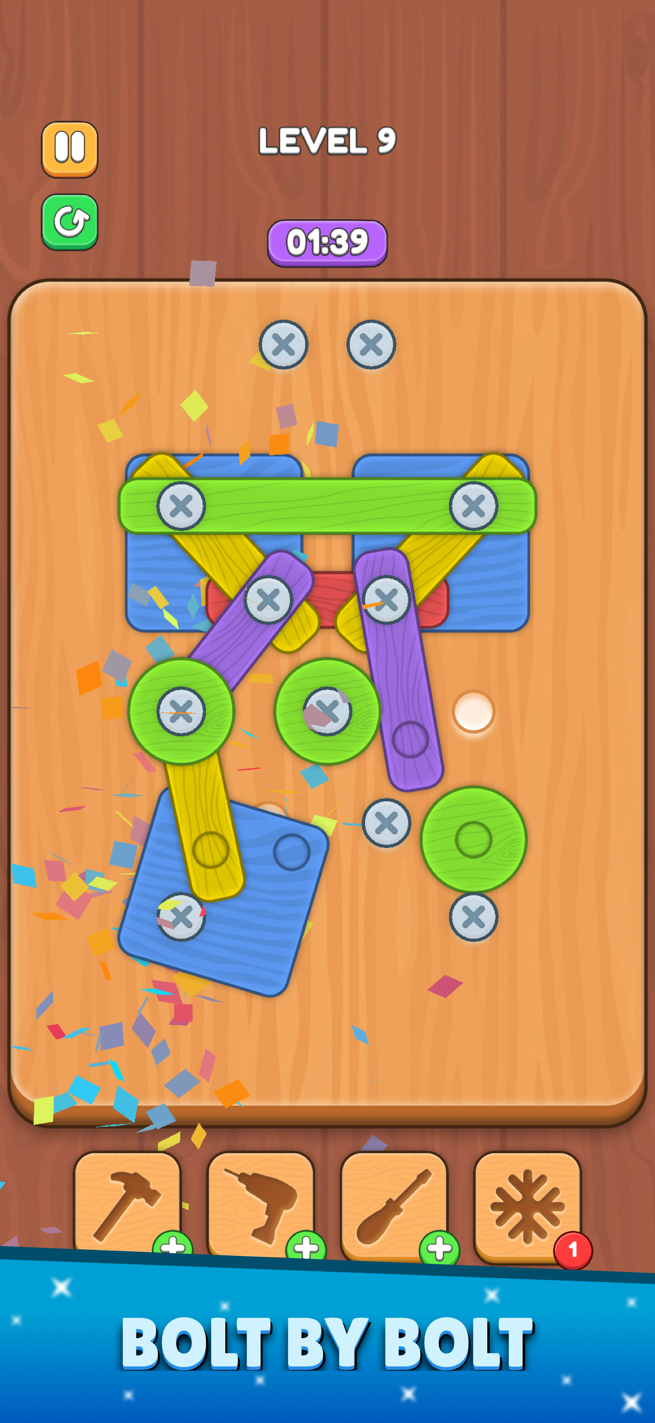 Screw Wood Puzzle: Bolts Sort