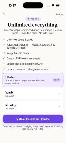 Recall: Flashcards & FSRS Screenshot 3 of 5