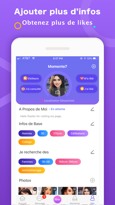 Screenshot #3 pour Rencontres, Tchat, Dating app