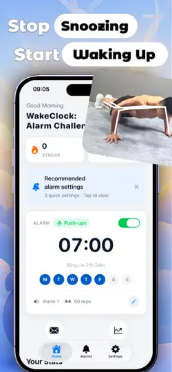 Captura de pantalla de WakeClock: Alarm Challenge en iPhone 2