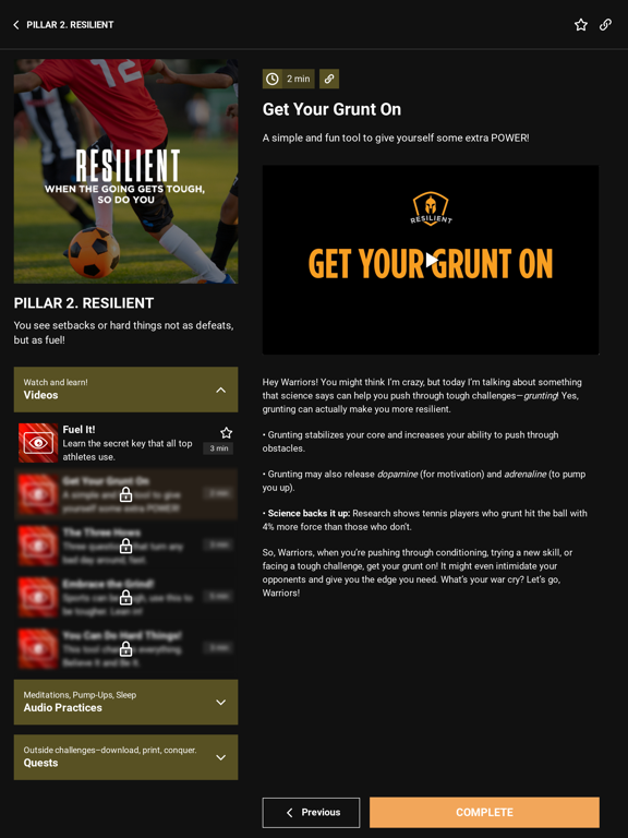 Athlete Warrior iPad screenshot 2 - Sports app