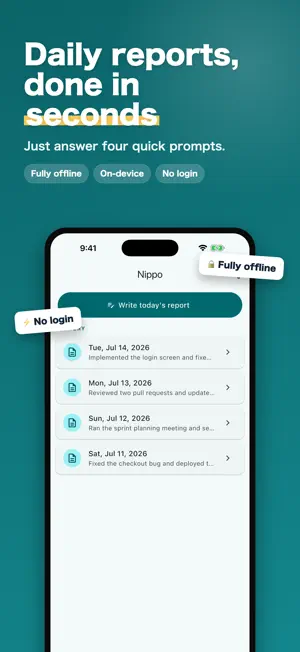 Nippo: Daily Report Maker screenshot 1