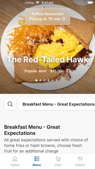 Puffins Restaurant iPhone screenshot 2 - Food & Drink app