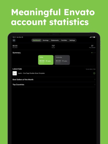 Eden - Envato Sales Tracker iPad screenshot