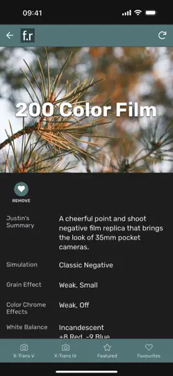 Screenshot von Film Recipes App For Fujifilm auf dem iPhone 2