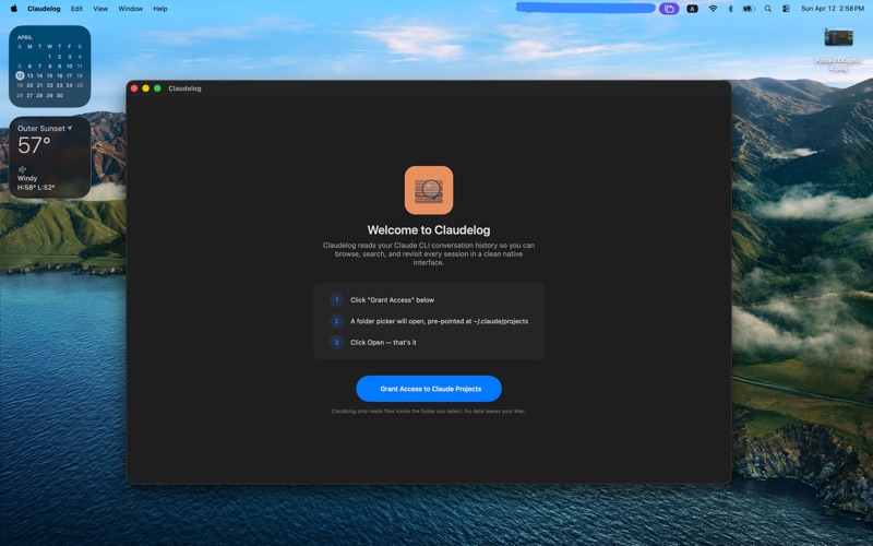 Claulog screenshot