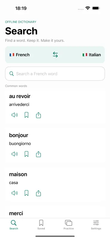 Dictionnaire français italien+ screenshot 1 of 3