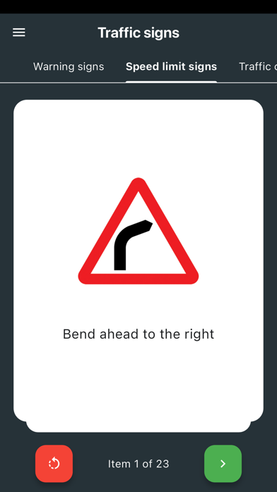 Traffic signs flash cards Screenshot
