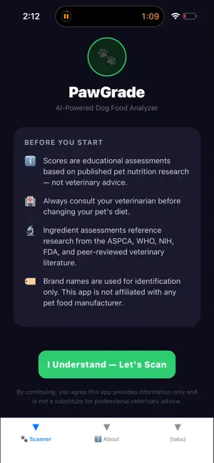 PawGrade: Dog Food Scanner screenshot 1