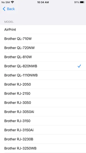 Captura de pantalla de Brother IPrint en iPhone 5
