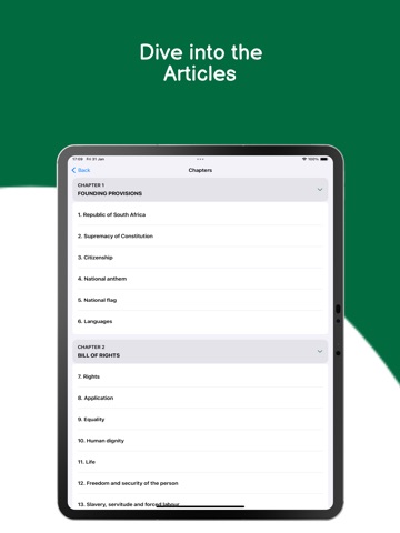 South Africa's Constitution iPad screenshot